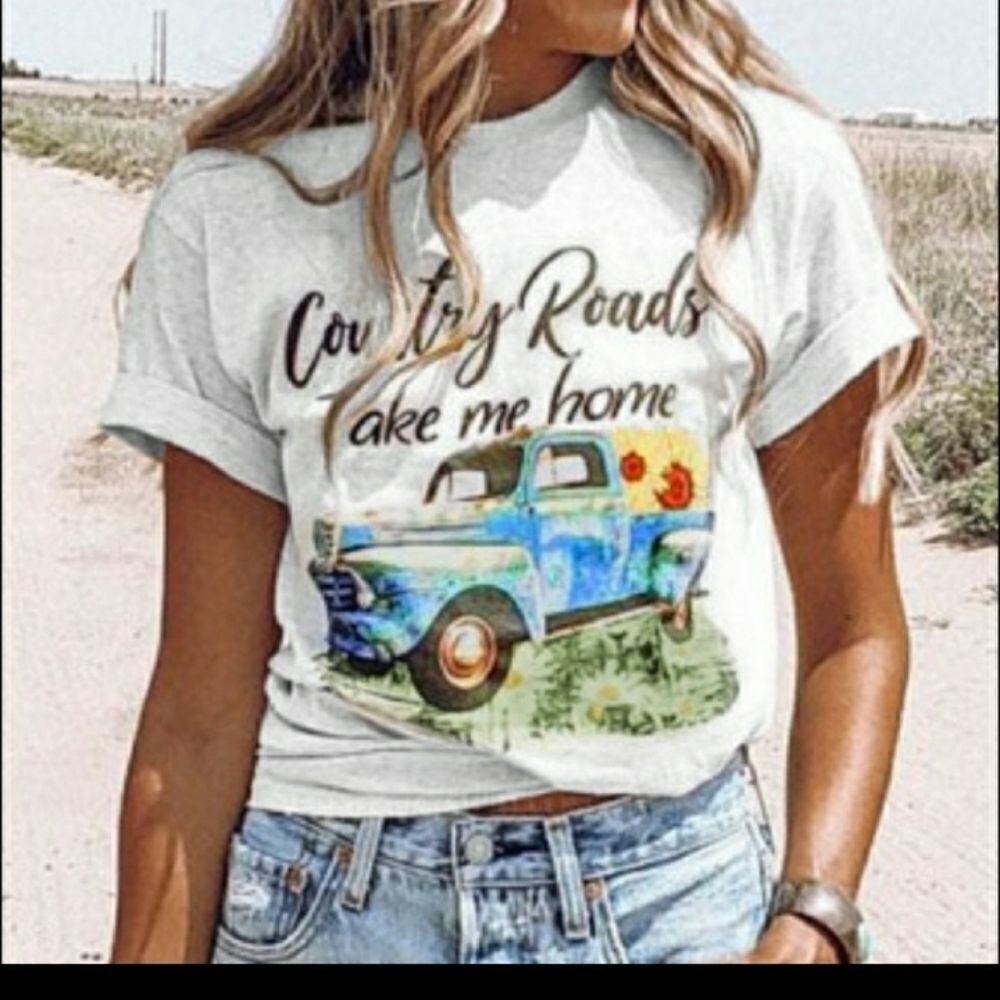 Plus sz 16-18 18-20 country roads tee-shirt - Picture 5 of 14